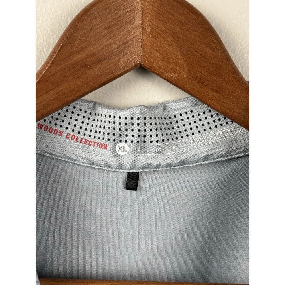 Nike Golf TW Tiger Woods Collection Dri-Fit XL Gray Polo - Snap Buttons
